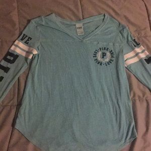 Turquoise Victoria Secret PINK v neck long sleeve